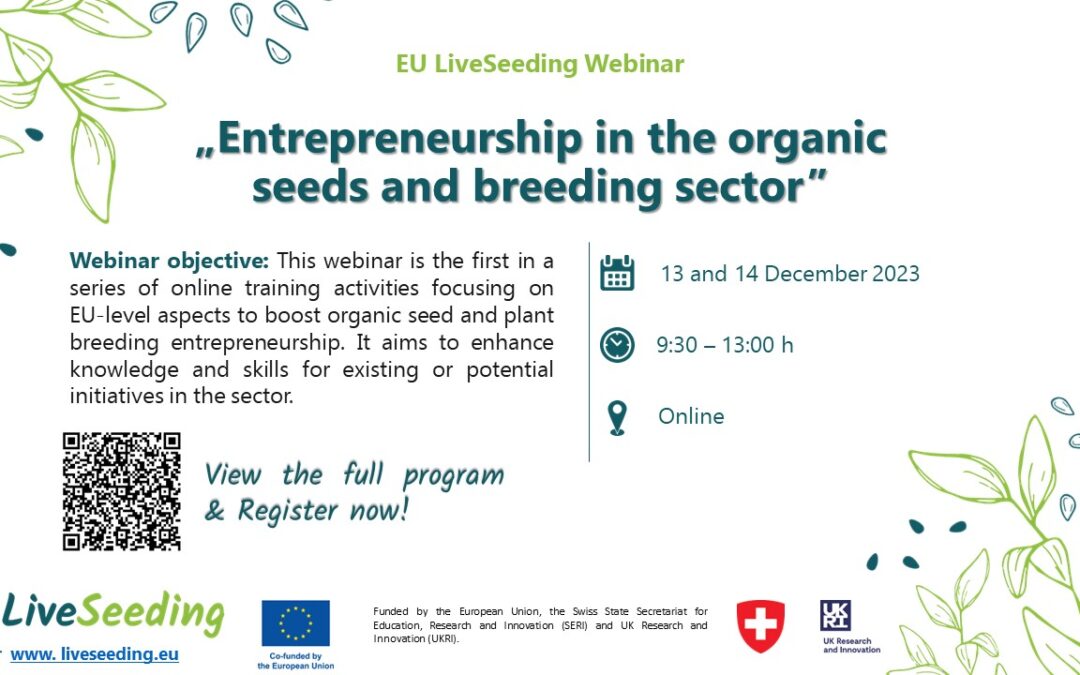 1st EU LiveSeeding Webinar on Entrepreneurship in the Organic Seeds and Breeding Sector