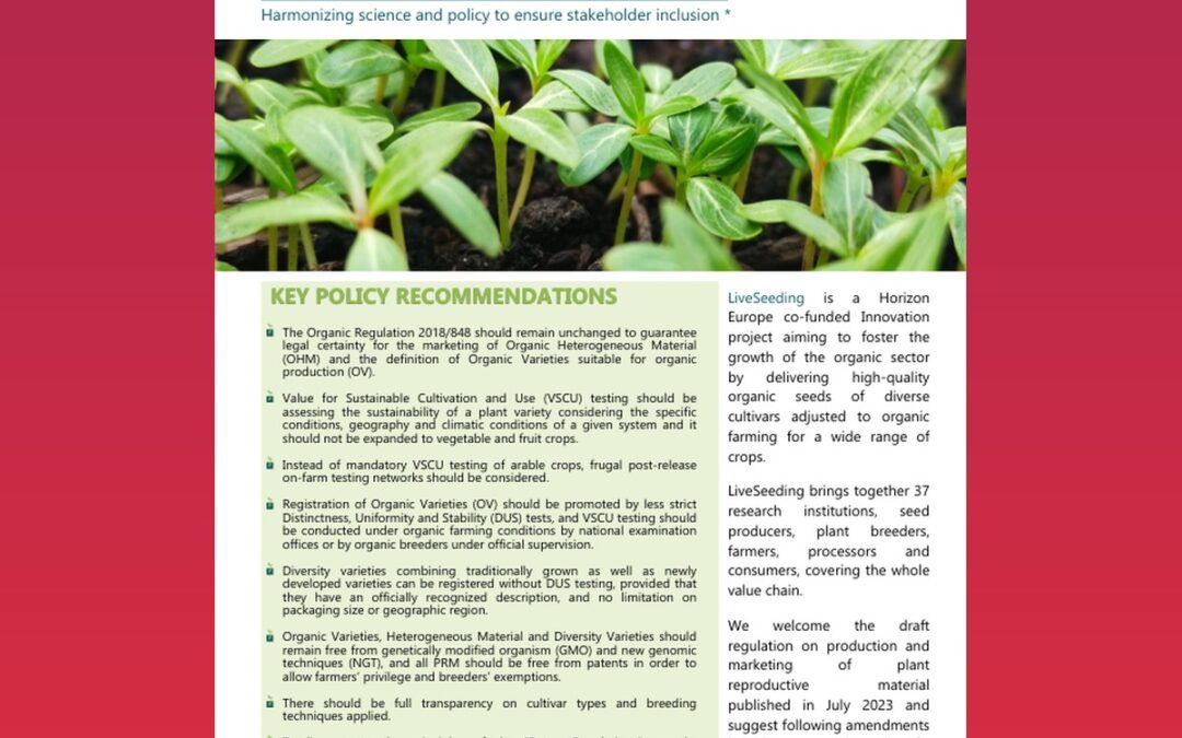 EU reform on seed marketing regulation from the perspective of organic breeders