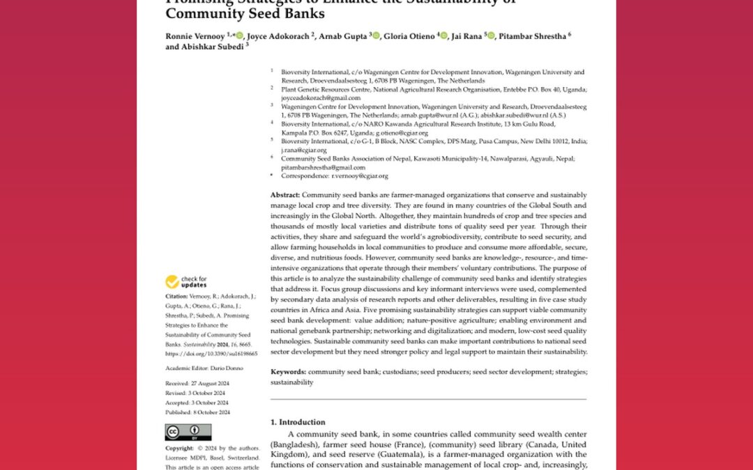 Promising Strategies to Enhance the Sustainability of Community Seed Banks