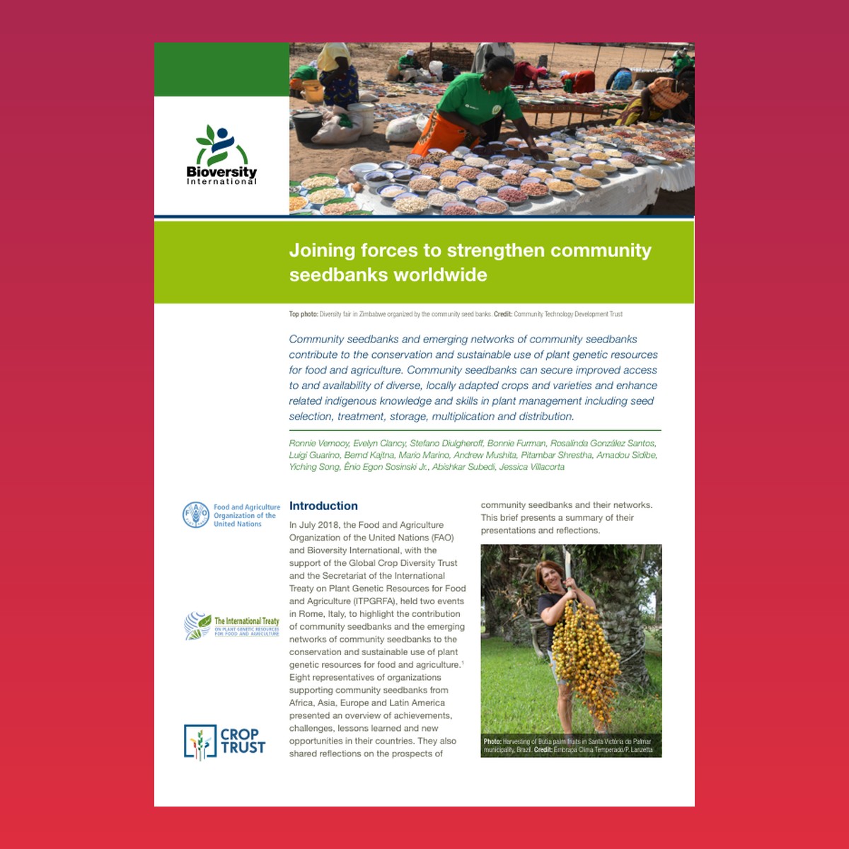 Joining forces to strengthen community seedbanks worldwide – cover