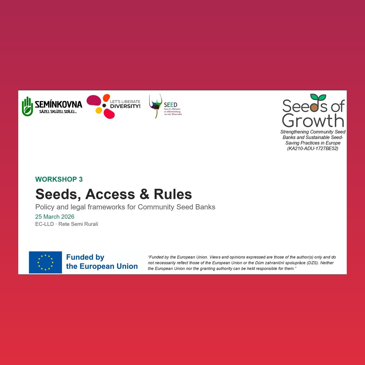 Seeds, Access & Rules: policy and legal frameworks for Community Seed Banks – CSB Lab Workshop 3 (video) – cover