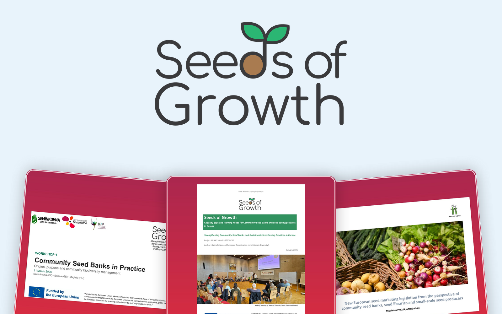 Seed Knowledge Hub collection - Seeds of Growth Seeds of Growth logo above covers of Hub documents from the project